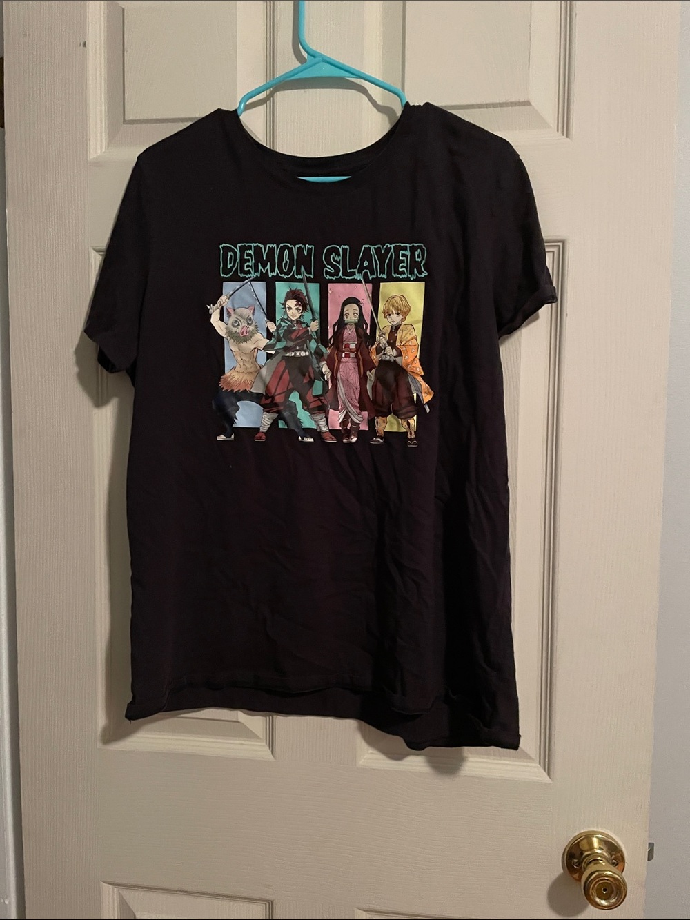 Demon Slayer Graphic Tee - Black with Colorful Character Panel